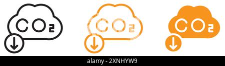 CO2 reduction icon web design logo set collection in flat vector Stock Vector