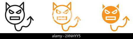 Demon devil icon web design logo set collection in flat vector Stock Vector