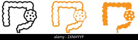 colorectral cancer icon web design logo set collection in flat vector Stock Vector