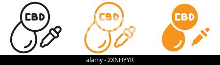 CBD oil drop icon web design logo set collection in flat vector Stock Vector