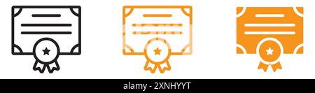 Certification diploma icon web design logo set collection in flat vector Stock Vector