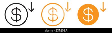 Cost reduction icon web design logo set collection in flat vector Stock Vector