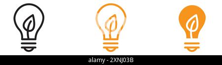Eco light bulb icon web design logo set collection in flat vector Stock Vector