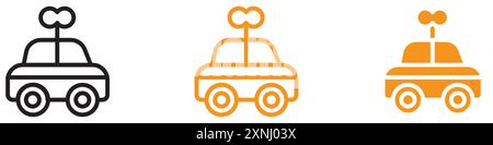 Clockwork car toy icon web design logo set collection in flat vector Stock Vector