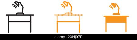 Desk with lamp icon web design logo set collection in flat vector Stock Vector