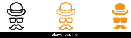 Gentleman icon web design logo set collection in flat vector Stock Vector