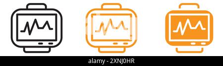 ECG monitor icon web design logo set collection in flat vector Stock Vector