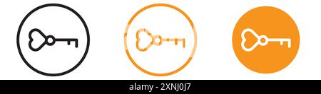 Love key icon web design logo set collection in flat vector Stock Vector