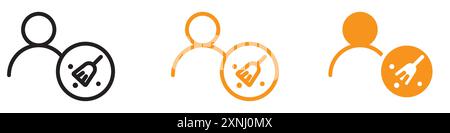 Janitor icon web design logo set collection in flat vector Stock Vector