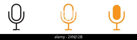 Mic button icon web design logo set collection in flat vector Stock Vector
