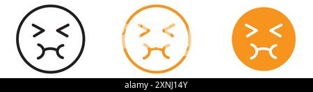 Nauseated emoji icon web design logo set collection in flat vector Stock Vector