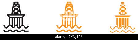 Oil platform icon web design logo set collection in flat vector Stock Vector