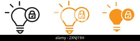 Patent idea icon web design logo set collection in flat vector Stock Vector