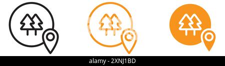Park, forest location map icon web design logo set collection in flat vector Stock Vector