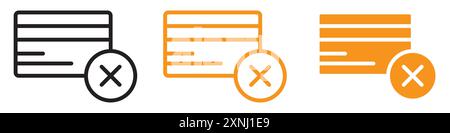 Payment cancel icon web design logo set collection in flat vector Stock Vector