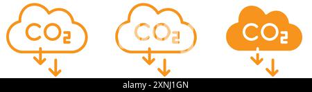 Reduce carbon dioxide co2 icon web design logo set collection in flat vector Stock Vector