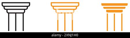 Pillar column icon web design logo set collection in flat vector Stock Vector