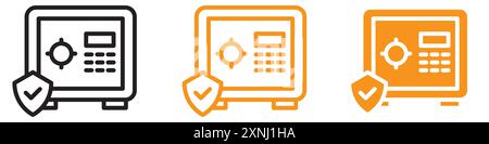 Safe vault box icon web design logo set collection in flat vector Stock Vector