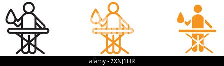 Man iron clothes icon web design logo set collection in flat vector Stock Vector