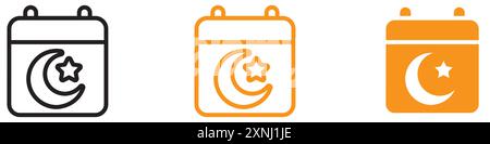 Ramadan Calendar Icon web design logo set collection in flat vector Stock Vector