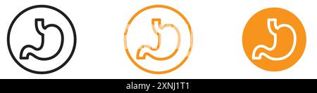 Stomach icon web design logo set collection in flat vector Stock Vector