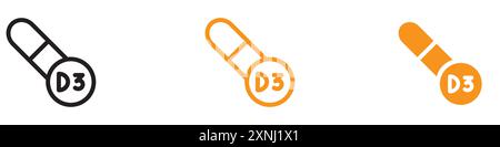 Vitamin D3 icon web design logo set collection in flat vector Stock Vector