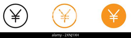 Yen sign icon web design logo set collection in flat vector Stock Vector