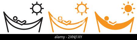 Person relaxing on hammock icon web design logo set collection in flat vector Stock Vector