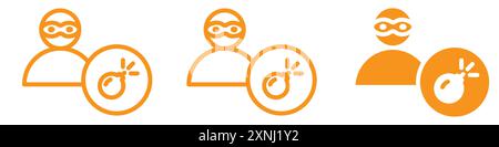 Terrorist with a bomb icon web design logo set collection in flat vector Stock Vector