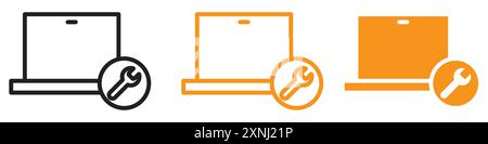 Repairing laptop icon web design logo set collection in flat vector Stock Vector