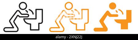 vomiting in bathroom icon web design logo set collection in flat vector Stock Vector