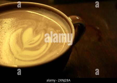 Latte art close up view Stock Photo