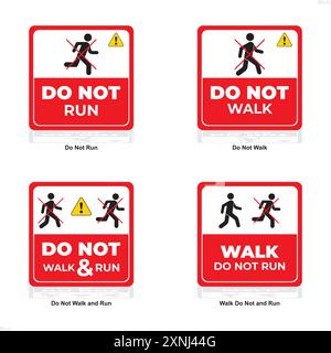 Warning Sign, Walk Don't Run Stock Vector Image & Art - Alamy