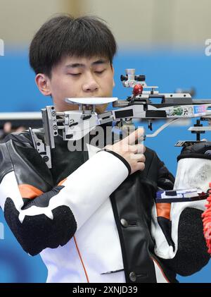 Chateauroux, France. 1st Aug, 2024. Liu Yukun (C) of China celebrates ...