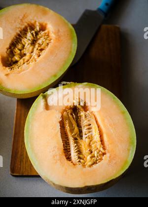 Two halves of melon Stock Photo