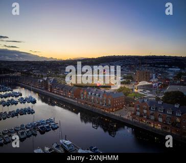 Aerial view of the illuminated marina and city lights of Antibes at ...