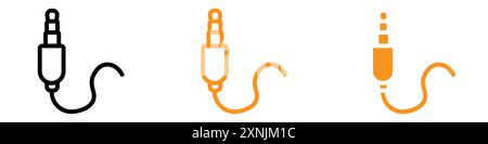 AUX cable icon web design logo set collection in vector Stock Vector