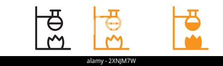 burner boiling chemical icon web design logo set collection in vector Stock Vector