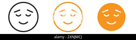 Calm Emoji icon web design logo set collection in vector Stock Vector