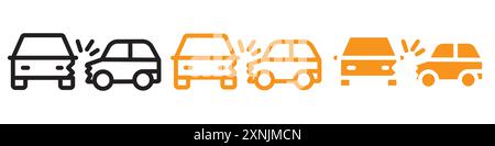 car side crash icon web design logo set collection in vector Stock Vector