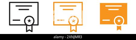 Certificate icon (2) web design logo set collection in vector Stock Vector