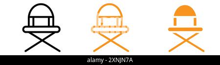 folding chair icon (2) web design logo set collection in vector Stock Vector