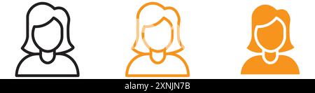 Female Avatar icon web design logo set collection in vector Stock Vector