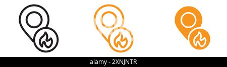 fire location icon web design logo set collection in vector Stock Vector