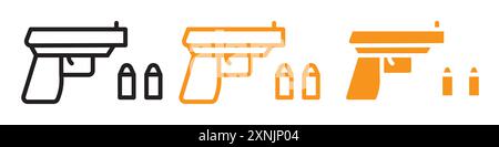 Gun with ammunition icon web design logo set collection in vector Stock Vector