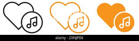 Heard heart note icon web design logo set collection in vector Stock Vector