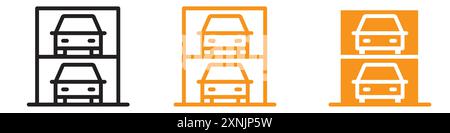 Multi Storey Parking icon web design logo set collection in vector Stock Vector