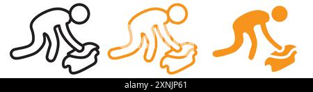 Mopping floors icon web design logo set collection in vector Stock Vector