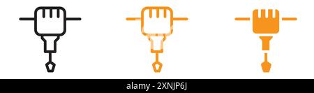 jack hammer icon web design logo set collection in vector Stock Vector