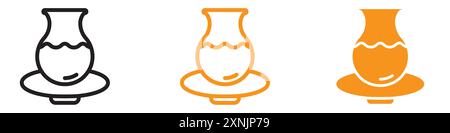 Handmade pottery icon web design logo set collection in vector Stock Vector